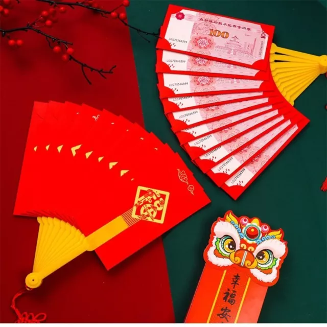 Exquisite Fan Shape Moneys Pockets Pulling fan Red Envelope Fan  New Year