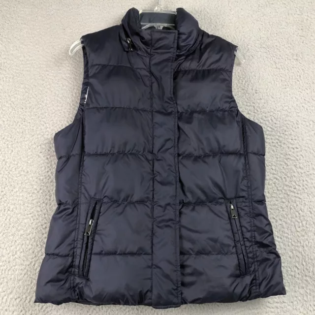 Banana Republic Puffer Vest Women's M Navy Blue Sherpa Lined Full Zip Pockets