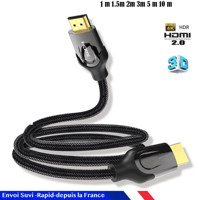 Premium Câble HDMI HD v2.0 Haute Vitesse 4K 2160p 3D plomb 1m/2m/3m/4m/5m/7m/10m