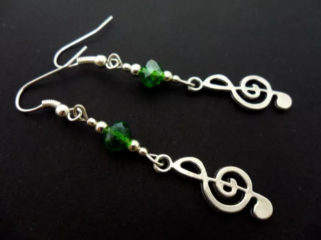 A Pair Tibetan Silver Musical Note Treble Clef Themed Earrings. New.