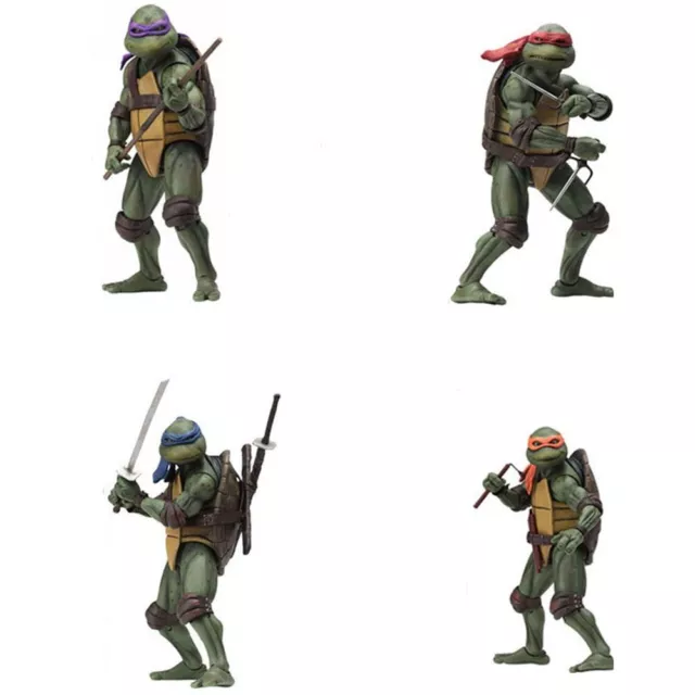 Ninja Turtles 7” Action Figure 4 Pcs Neca Teenage Mutant Statue Gift 1990/Movie.
