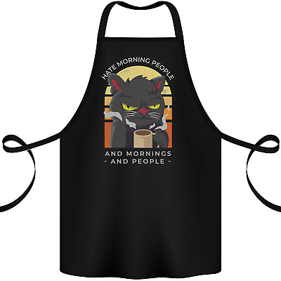 Funny Cat I Hate Morning People Coffee Cotton Apron 100% Organic