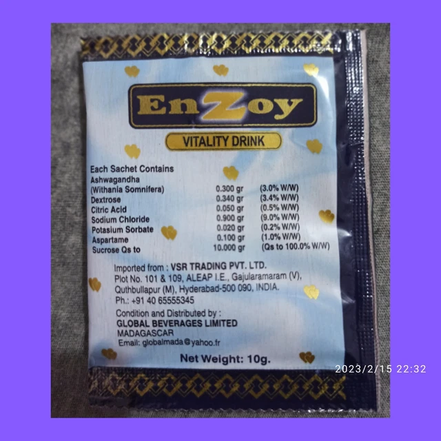 EnZoy Vitality, 3 sachets de 10 gr- Péremption 04/2024 (lettre suivie laposte). 3