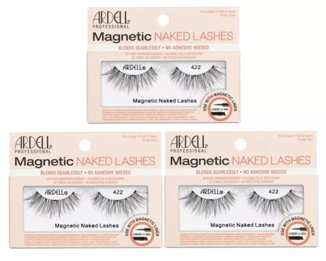 Ardell False Eyelashes - Magnetic Strip Lashes- Naked Lashes - 422 ( Pack of 3 )