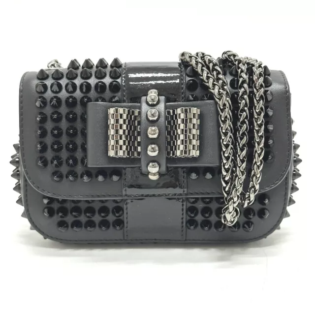 Christian Louboutin Black Studded Fiocco Box Cabo Clutch Bag Chain RRP  US$1,895+