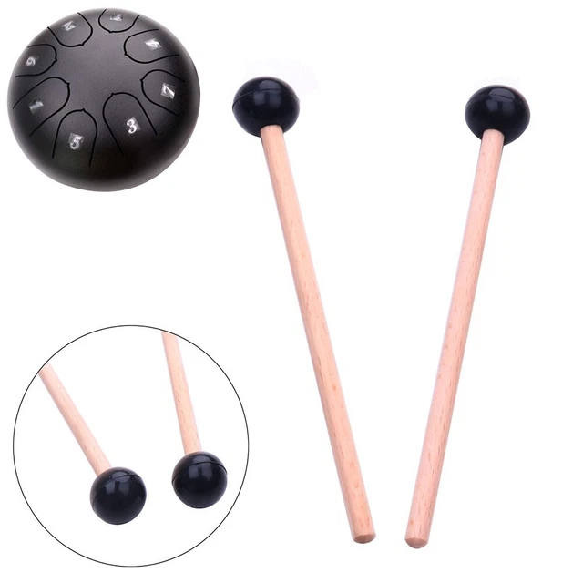 2 Baguettes Tambour Feutre Et Acier Inoxydable - 32 Cm - Pour Grosse Caisse - Poignée Antidérapante