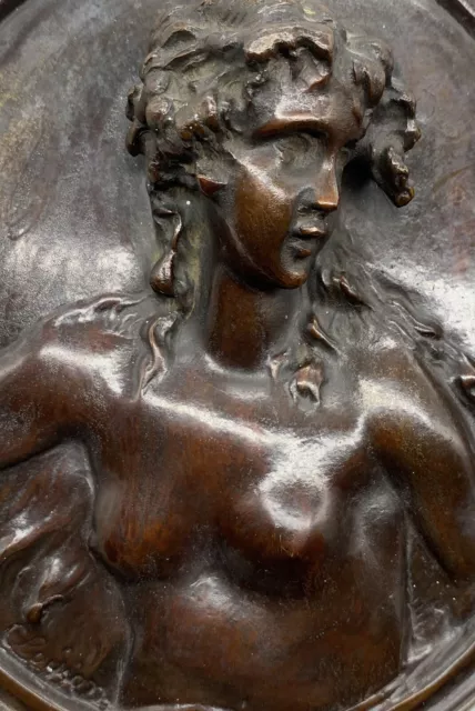 Claude Michel CLODION - Bronze - Relief - Signiert - Frau im Wind