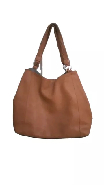 Authentic Vince Camuto Large  Light Cognac Tan Leather Shoulder Bag Casual Tote