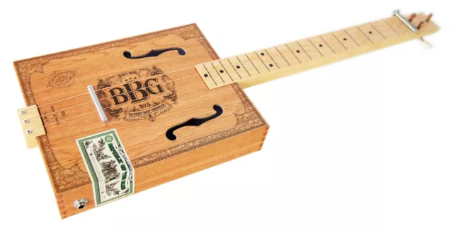 Witzige Cigar Box Gitarre mit 3 Saiten für super Blues-Sound inkl. Buch und CD