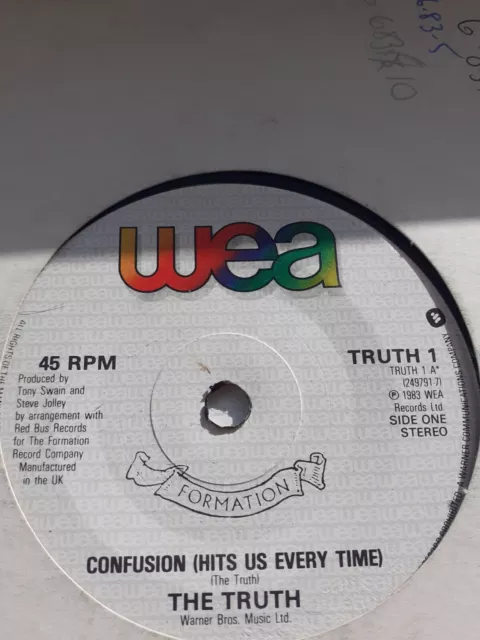 The Truth Confusion (Hits Us Everytime) UK 7" Vinyl 1983 TRUTH1 Formation 45