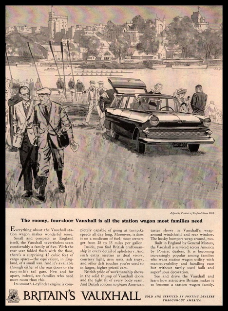 1960 Vauxhall Estate Super Car Station Wagon Sculling Rowing Team Crew Print Ad