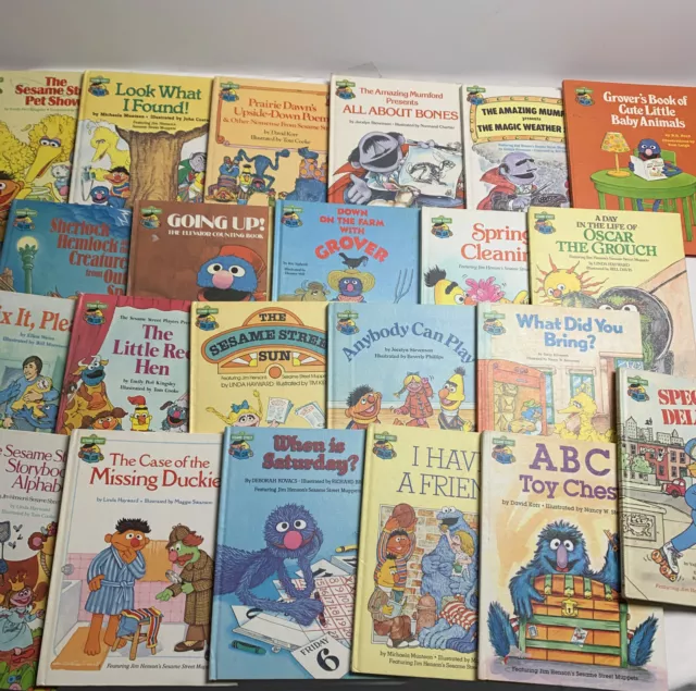 Lot of 22 Sesame Street Book Club Children's Books Hardcover Vintage 1980s