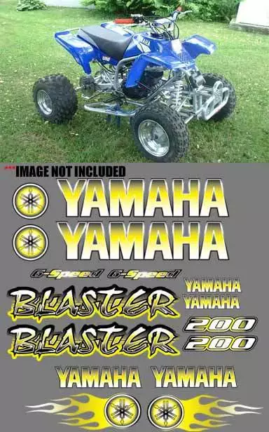 Yamaha BLASTER YELLOW Airbrush Style 16pc Quad ATV Decals Graphics Stickers 200