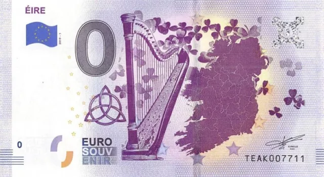 Irish Commemorative 0 Euro Souvenir Banknote Symbols of Éire - FREE Shipping