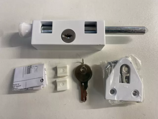 Door Locking Security Bolt Sterling Plw200 White 68824 Patio Garage Student Lock