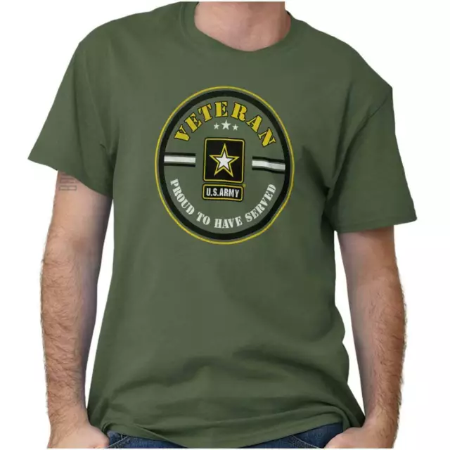 Proud US Army Veteran Military Combat Duty Womens or Mens Crewneck T Shirt Tee