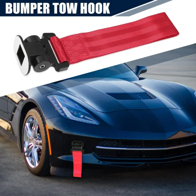 Universal Bumper Trailer Tow Hook Strap Towing Belt for Car Decorative Red
