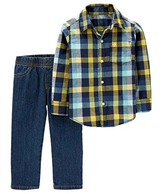 Carters 2 Piece Button Shirt And Denim Pants NWT Boys Size 9M