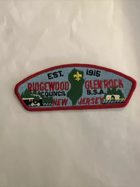 Ridgewood Glenrock Council BSA CSP Est. 1915 New Jersey RED Bdr. Mint