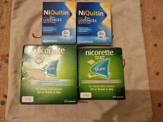 2 x NICORETTE 210 2mg GUM ICY WHITE ORIGINAL + 2 x NIQUITIN 72 LOZENGES 04/2024