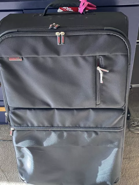 ANTLER two Wheeled Large Luggage case Expandable Charcoal Black Soft Shell