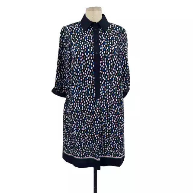 Hobbs London Marci Tunic Dress Navy Blue Multicolor Dot Print Size US 4