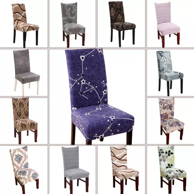 1/4/6pcs Stretch Spandex Dining Room Printed Chair Covers Slipcovers Home Decor