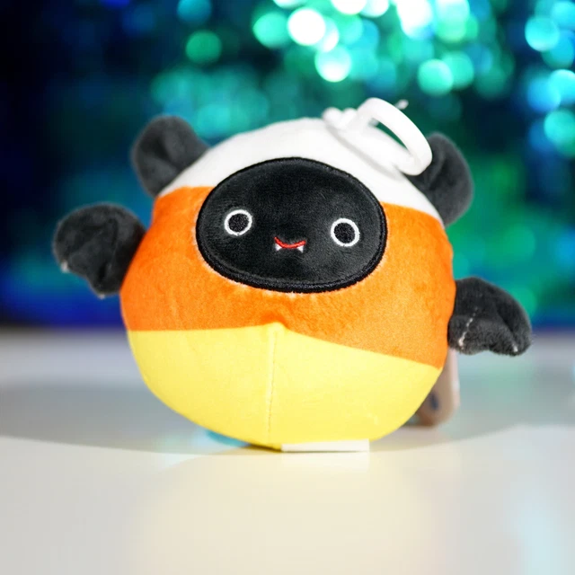 Squishmallows Kellytoy 3.5" Emily the Bat Candy Corn Halloween Clip Plush Toy