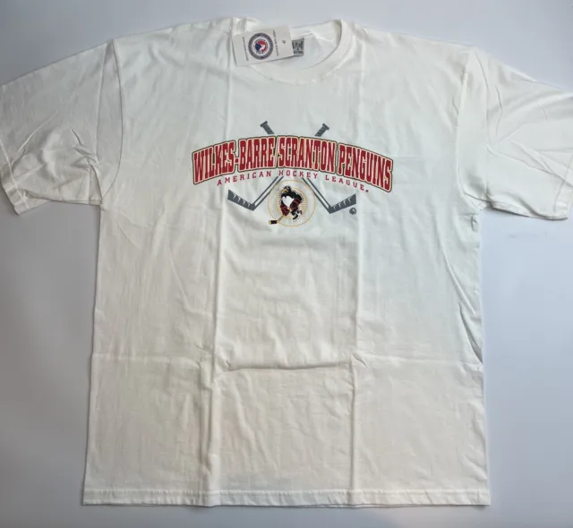 Vintage Wilkes-Barre Scranton Penguins AHL Hockey T-shirt Mens XXL New Deadstock