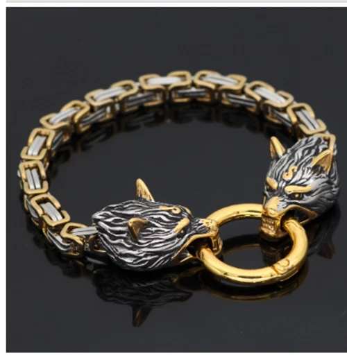 Nordic Celtic Wolf Men's Men's Retro Handmade Stainless Steel Bracelet Jewelry