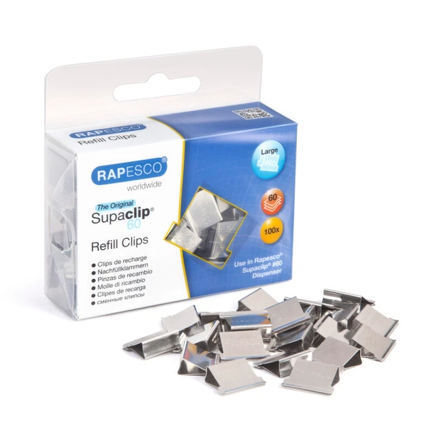Dokumentenclips für Supaclip 60, Edelstahl, Packung mit 100 Clips
