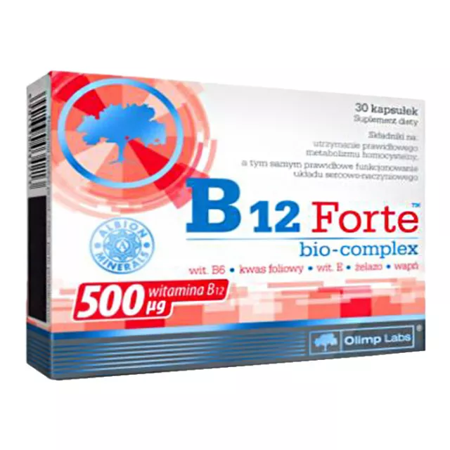 Olimp B12 Forte Bio-Komplex - 30 Kapseln - Vitamin B6 B12 E Mineralien Calcium