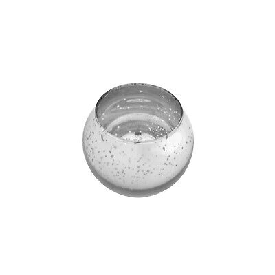 Mega Candles - 2" x 2.25" Mercury Glass Fish Bowl Candle Holder - Silver, 1PC