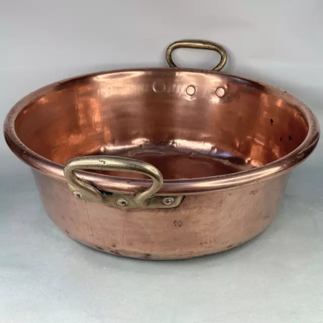 Antique French Traditional Cooking Extra Large Heavy Copper Preserve Jam Pan