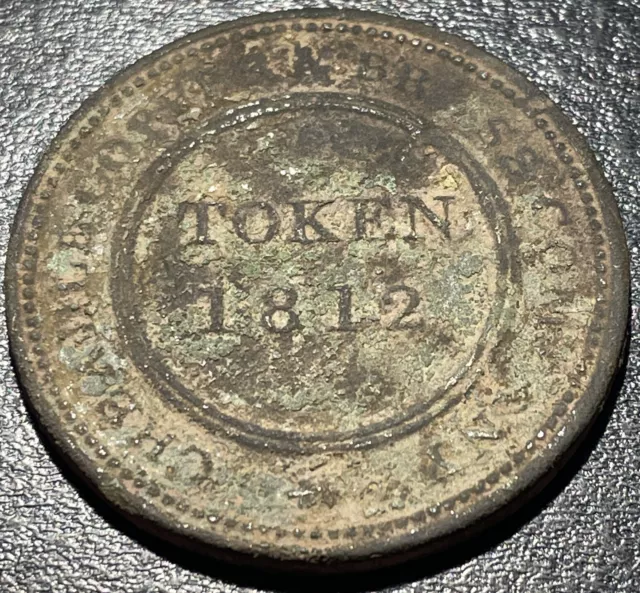 1812 UK United Kingdom 1 Penny Token Staffordshire Cheadle Copper Brass Co Coin