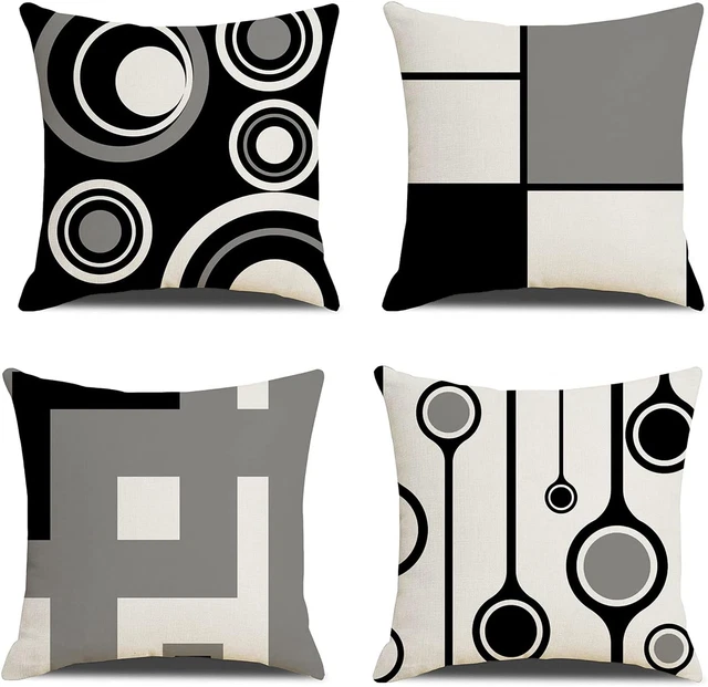 Fodera Per Cuscino Moderna Testurizzata, Federa Decorativa Ricamata Con Accenti Mid-Century Per - Foto 4