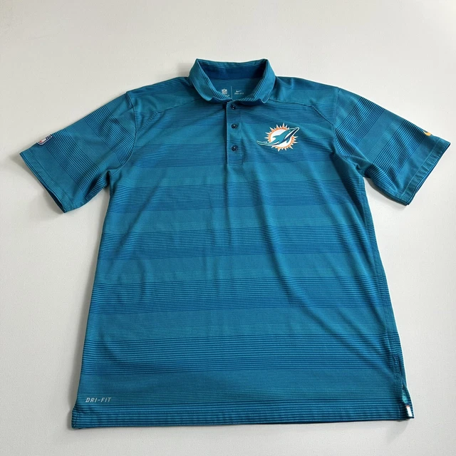 Nike Miami Dolphins NFL On Field Apparel Dri-Fit Polo shirt Mens Size M Blue