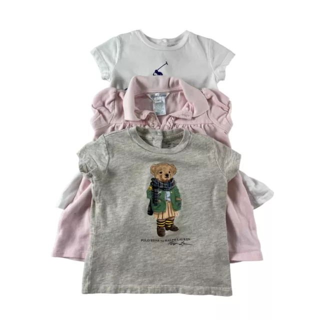 Ralph Lauren Baby Girl Clothing Bundle of 3 Dresses T-Shirt Cotton 9 Months