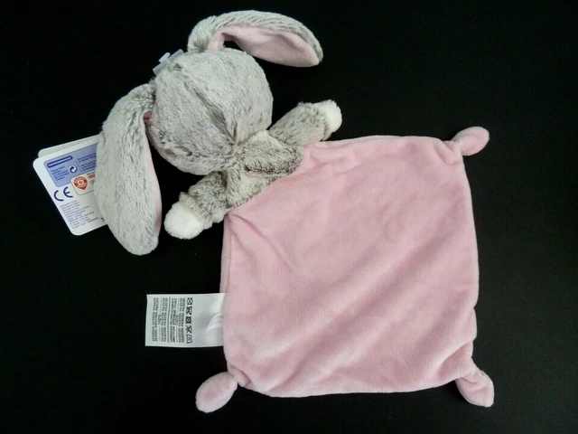 *. Doudou Plat Mots D'enfants Ours Rose Blanc Gris Capuche Lapin - 100% Neuf 3