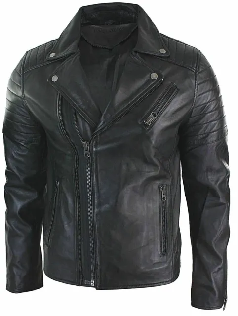 New Men's Bomber Biker Vintage Black Genuine Leather Slim fit Jacket XS-3XL B52