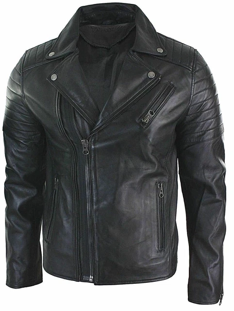 New Men's Bomber Biker Vintage Black Genuine Leather Slim fit Jacket XS-3XL B52