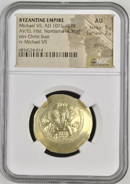 Byzantine Michael VII Ducas (AD 1071-1078) AV/EL Nomisma NGC AU ~ 5/5 Strike