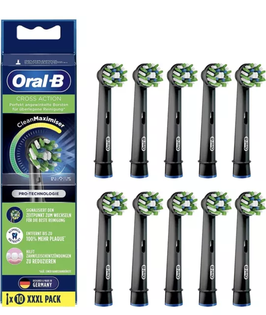 Oral-B CrossAction Aufsteckbürsten 10x Zahnbürstenaufsatz CleanMaximiser Schwarz
