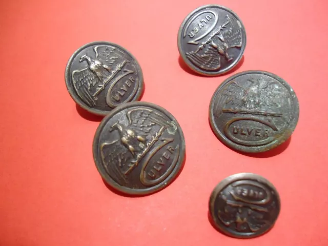 Vintage Military Culver Academy Brass Coat Button Set 5 Superior Quality