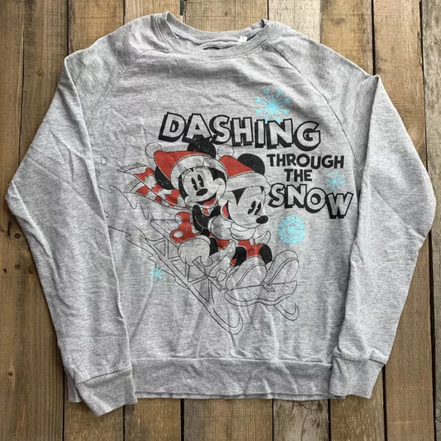 Dashing Through The Neve Mickey Minnie Mouse Donna Camicia TAGLIA S