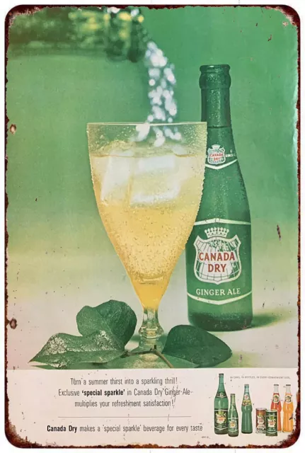 Drink Canada Dry ginger ale 1960s ads Vintage LOOK Reproduction metal sign
