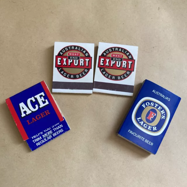 4x VINTAGE WEST END FOSTERS ACE LAGER BEER ADVERTISING MATCHBOXES MATCHES