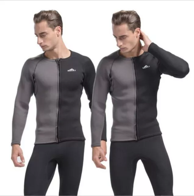 Mens Neoprene 3mm Wetsuit Top Diving Front Zip Jacket Swimming UK Medium