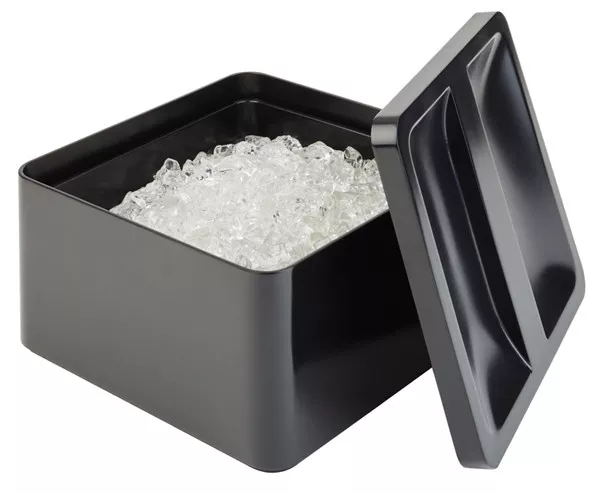 Eiseimer Eisbox Crushed Ice Behälter Tropfeinsatz Schwarz 27 x 27 cm Gastlando