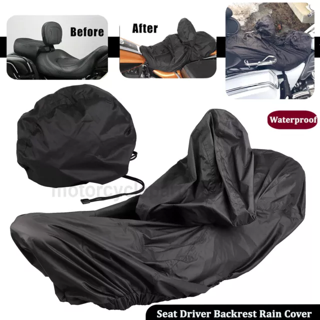Nylon Waterproof Seat Driver Backrest Rain Cover For Harley Touring FLHTC FLTR